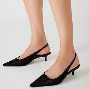 Steve Madden Black mesh Slingback Kitten Heel Pumps size 8